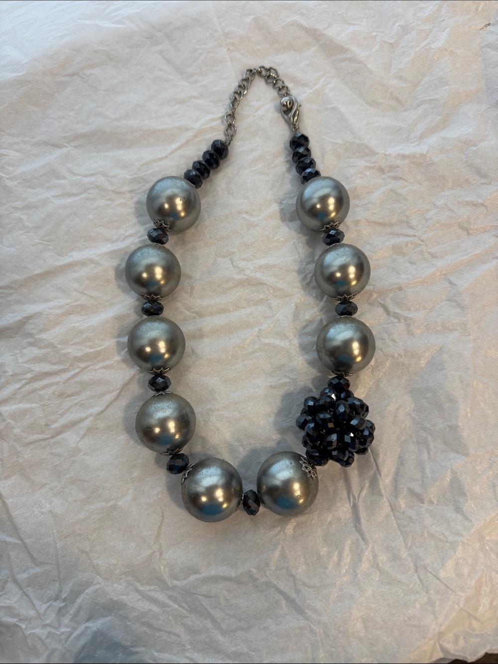 Elegant Gray and Black Statement Necklace